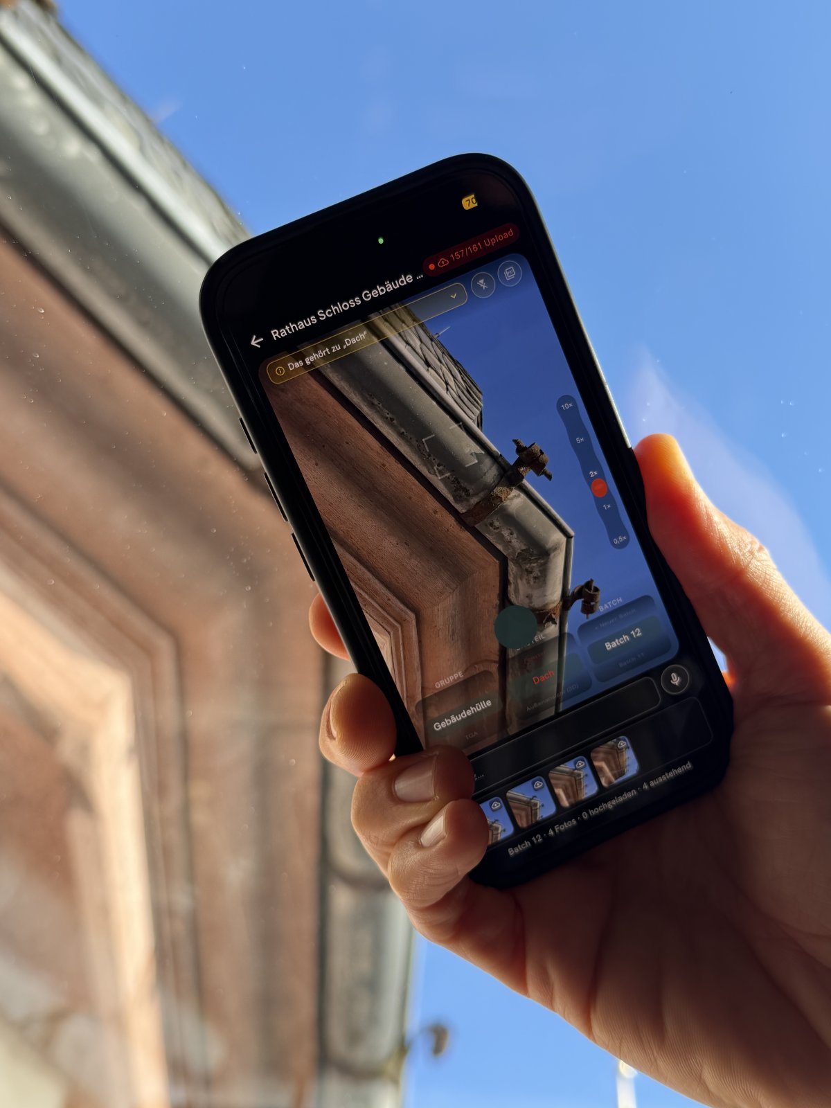 Traufe im Detail, Aufnahme in der App